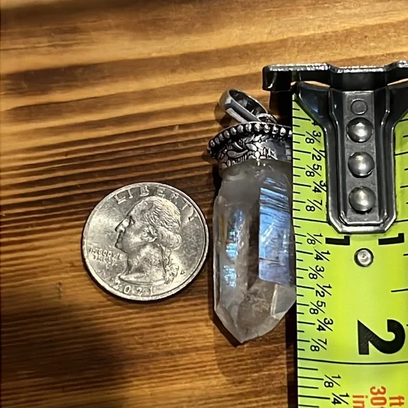 #604 Rough Clear Crystal Quartz Handcrafted Pendant NWOT - Picture 9 of 12